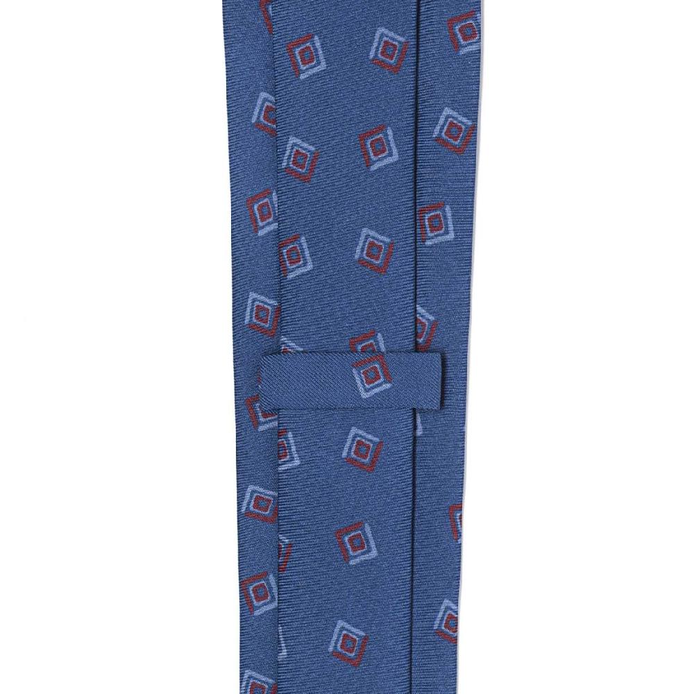 Rubinacci Cravatta In Twill Di Seta Con Stampa Geometrica Blu