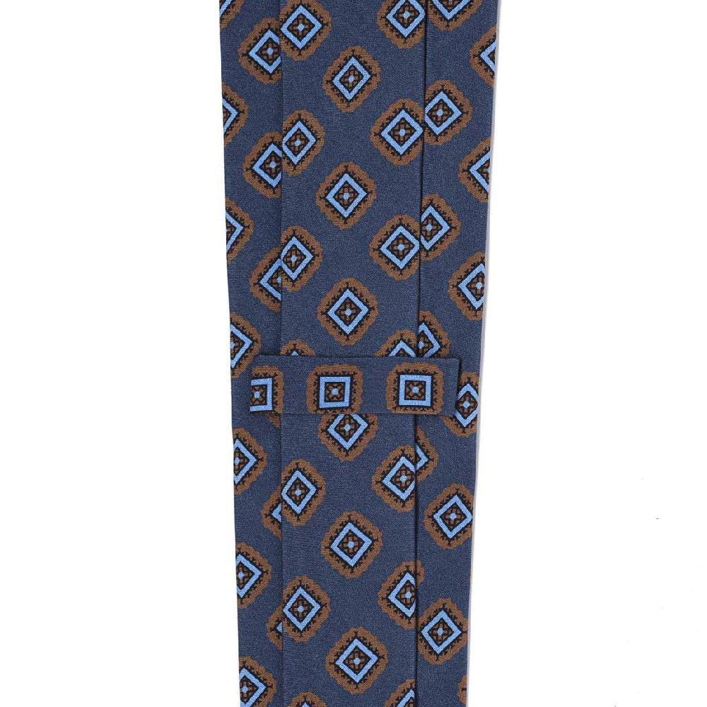 Rubinacci Cravatta In Twill Di Seta Con Stampa Geometrica Blu