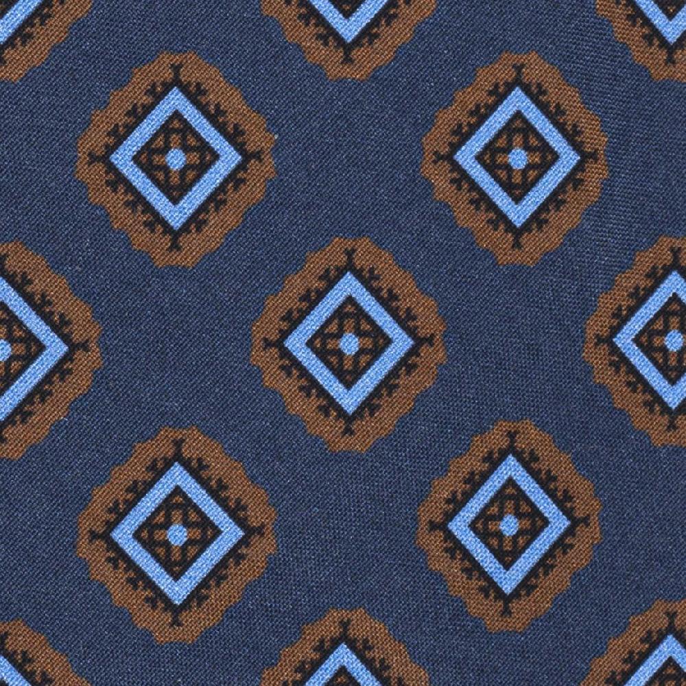 Rubinacci Cravatta In Twill Di Seta Con Stampa Geometrica Blu