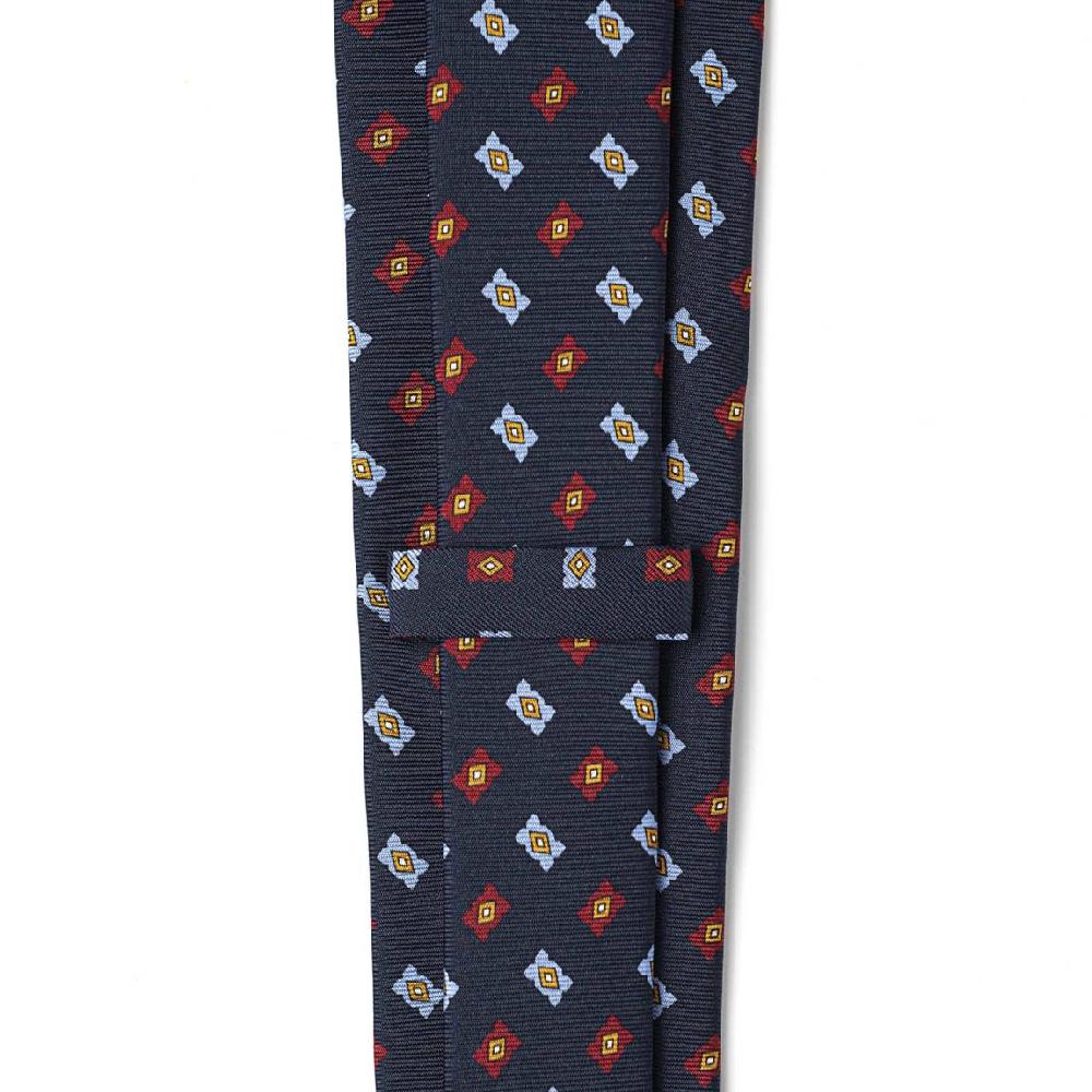 Rubinacci Cravatta In Twill Di Seta Con Stampa Geometrica Blu