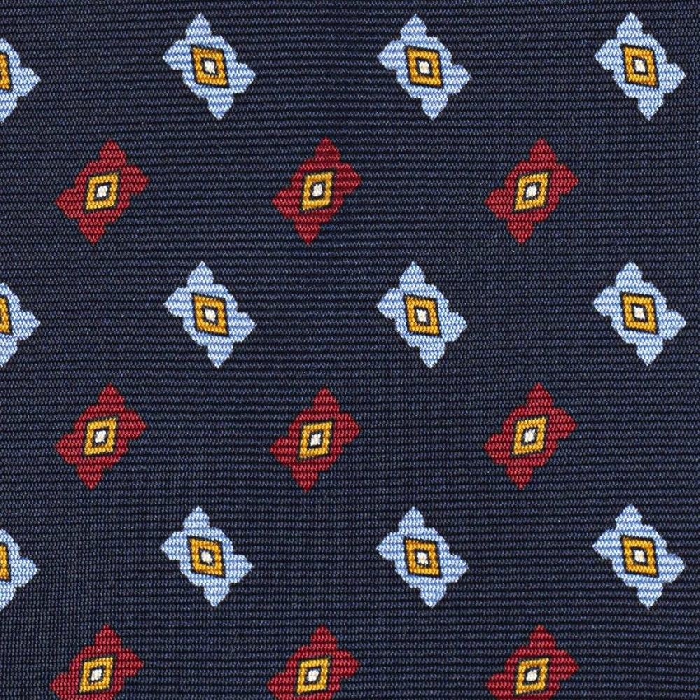 Rubinacci Cravatta In Twill Di Seta Con Stampa Geometrica Blu