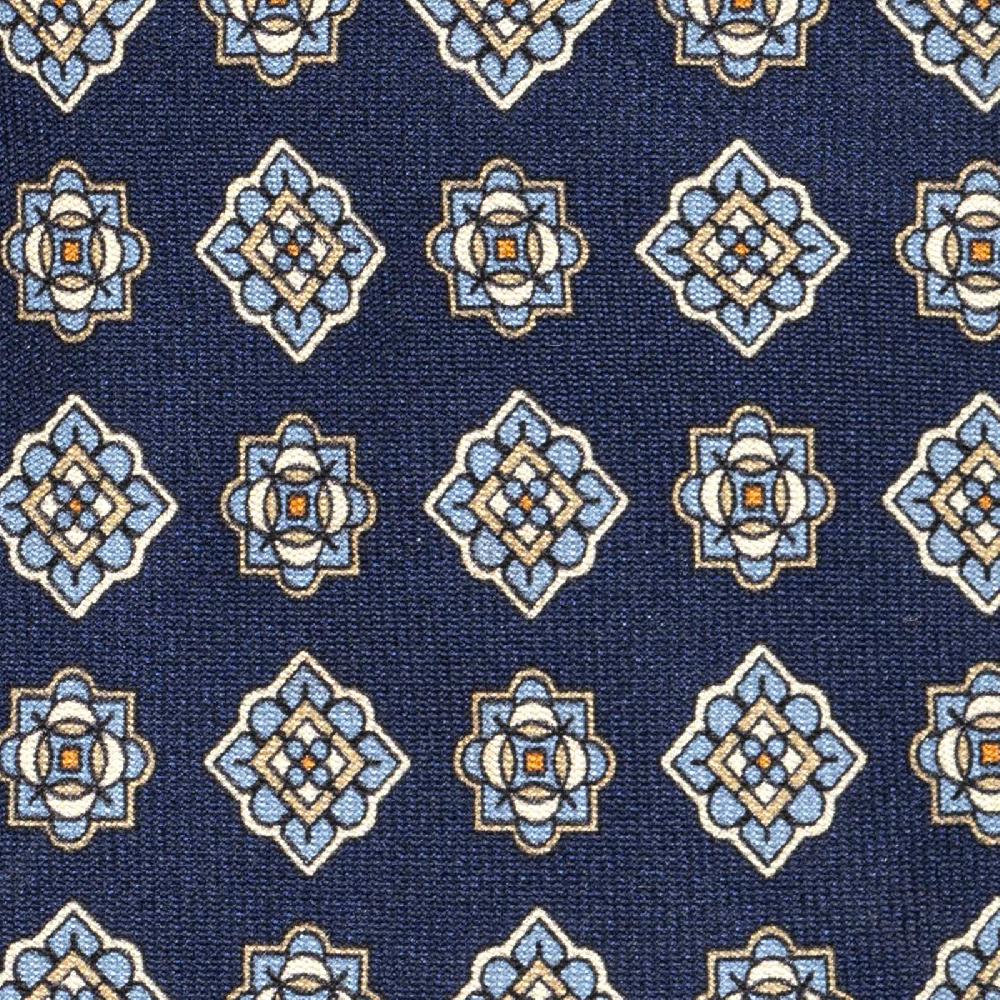 Rubinacci Cravatta In Twill Di Seta Con Stampa Geometrica Blu