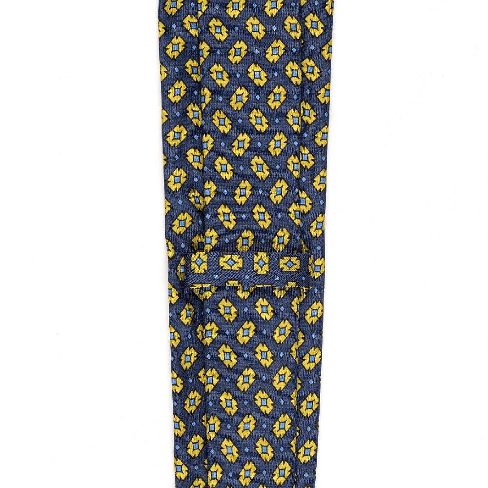 Rubinacci Cravatta In Twill Di Seta Con Stampa Geometrica Blu