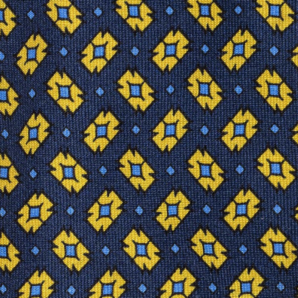 Rubinacci Cravatta In Twill Di Seta Con Stampa Geometrica Blu