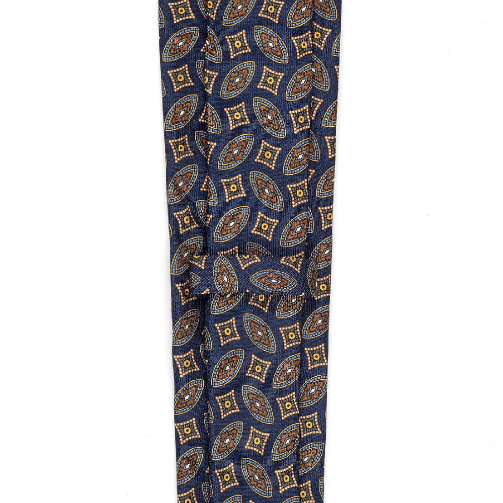 Rubinacci Cravatta In Twill Di Seta Con Stampa Geometrica Blu