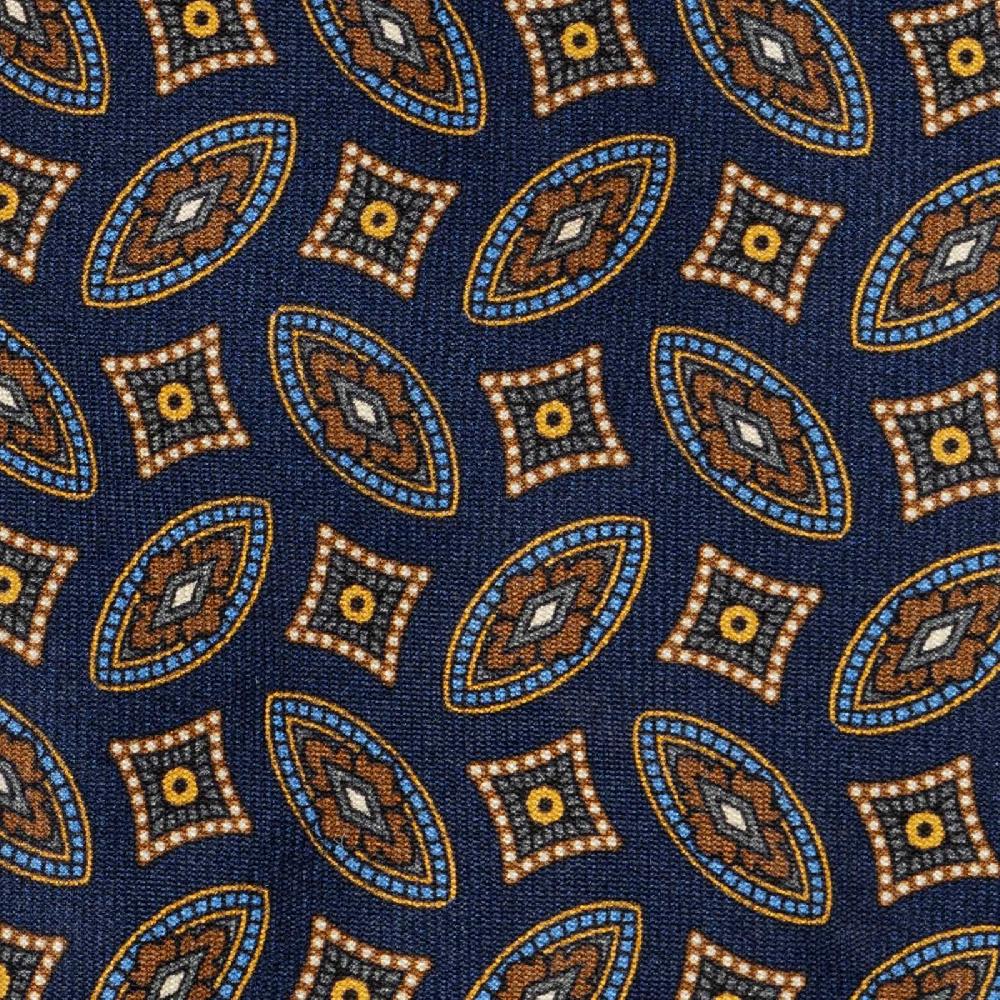 Rubinacci Cravatta In Twill Di Seta Con Stampa Geometrica Blu