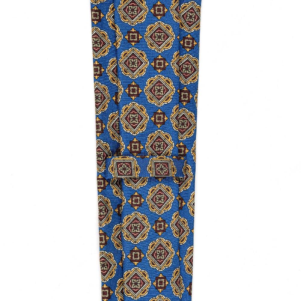 Rubinacci Cravatta In Twill Di Seta Con Stampa Geometrica Blu