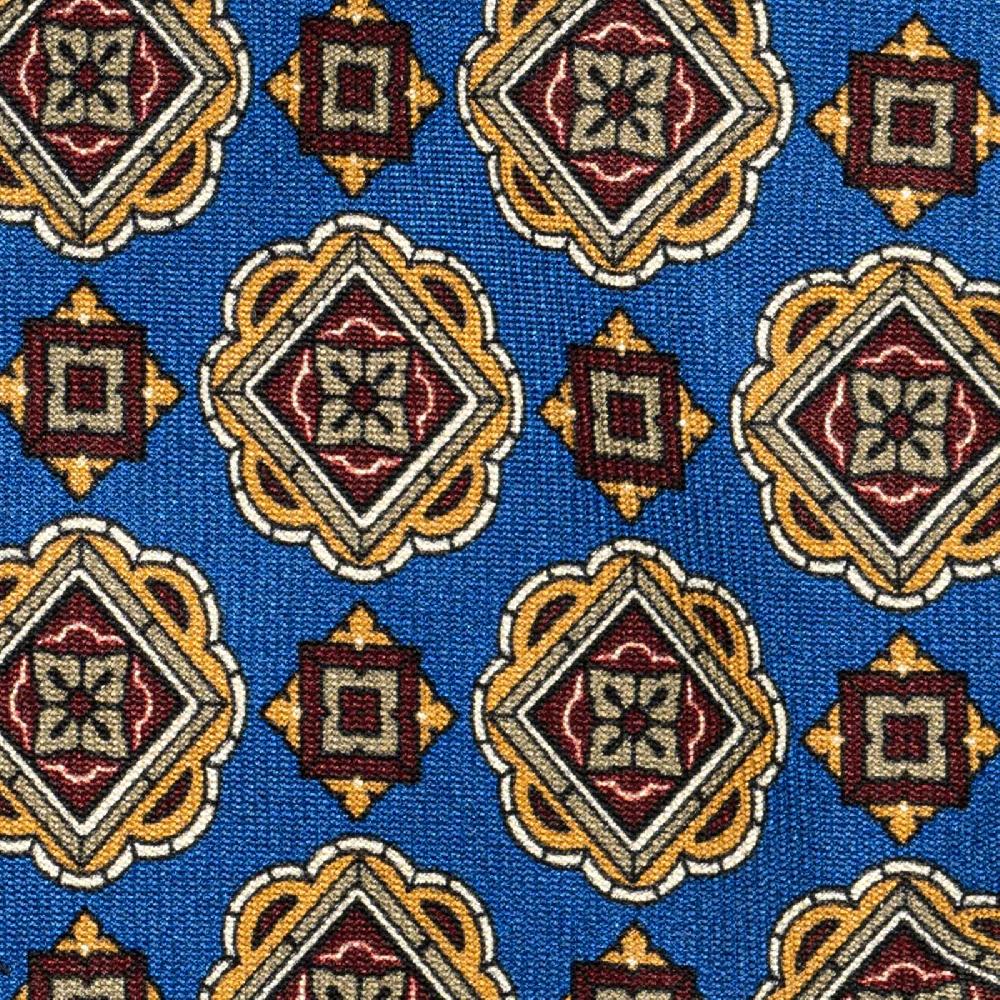 Rubinacci Cravatta In Twill Di Seta Con Stampa Geometrica Blu