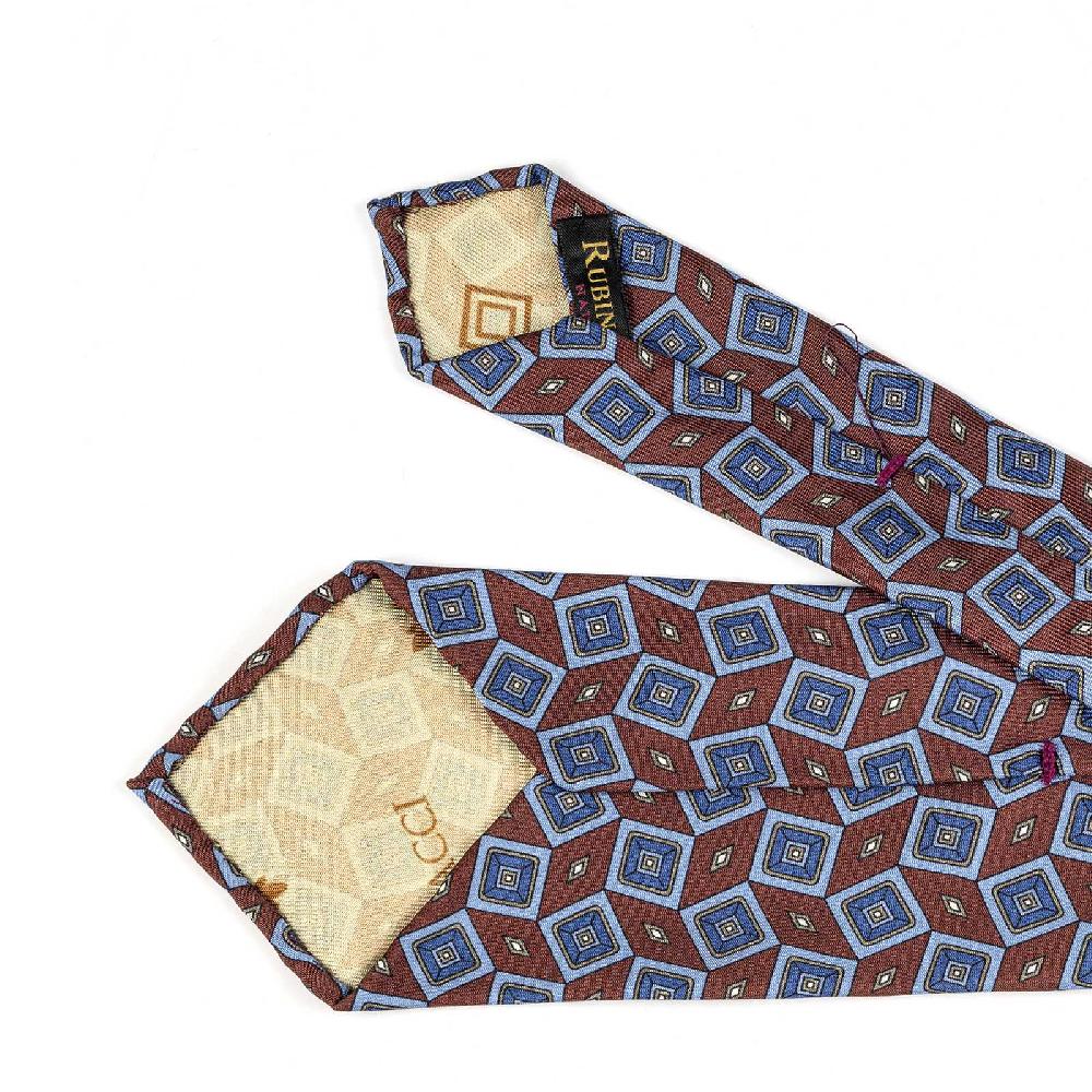 Rubinacci Cravatta In Twill Di Seta Con Stampa Geometrica Bordeaux