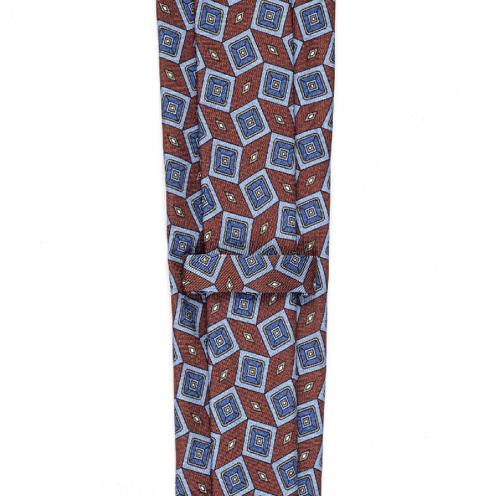 Rubinacci Cravatta In Twill Di Seta Con Stampa Geometrica Bordeaux