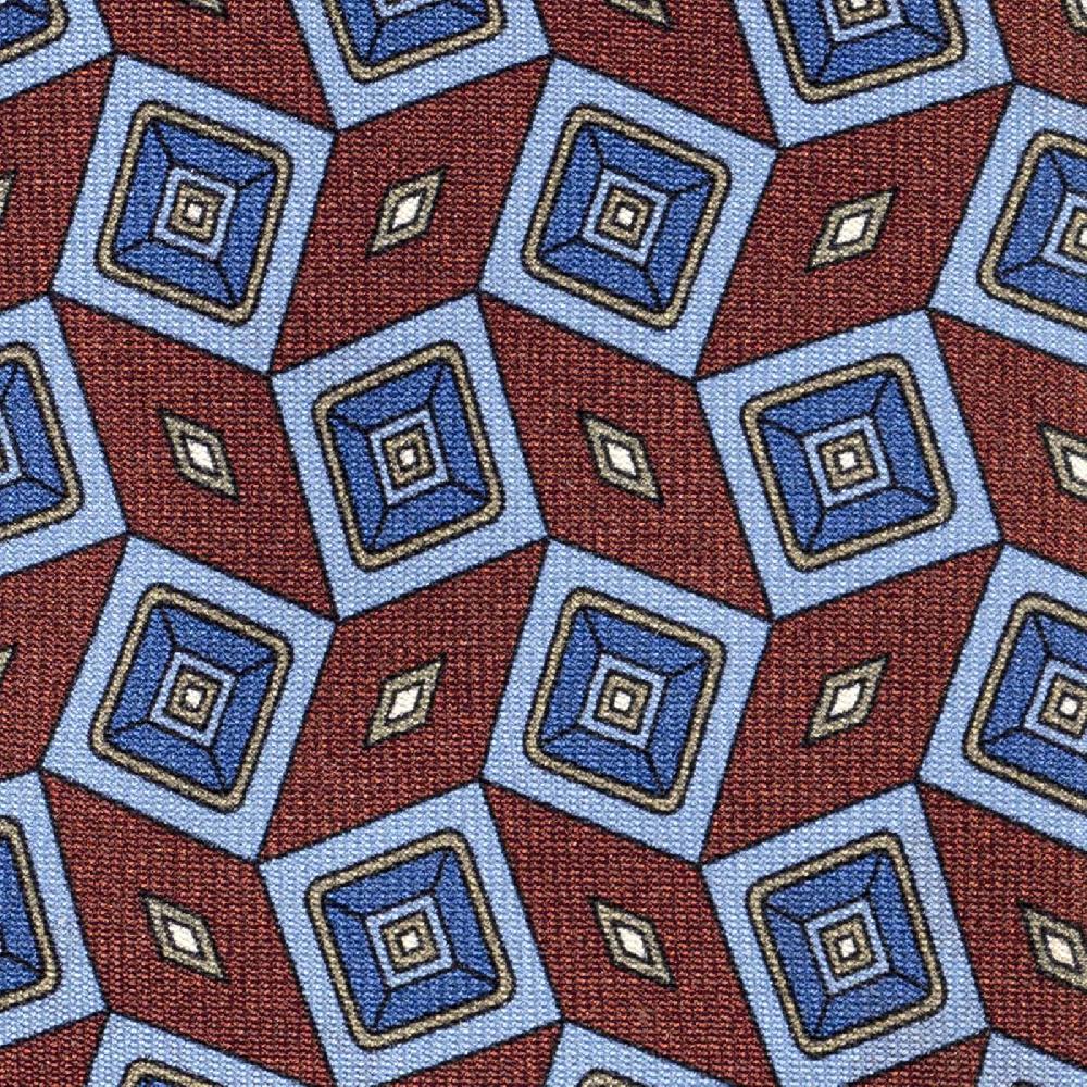 Rubinacci Cravatta In Twill Di Seta Con Stampa Geometrica Bordeaux