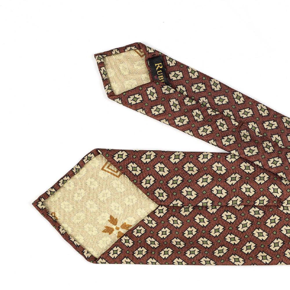 Rubinacci Cravatta In Twill Di Seta Con Stampa Geometrica Bordeaux