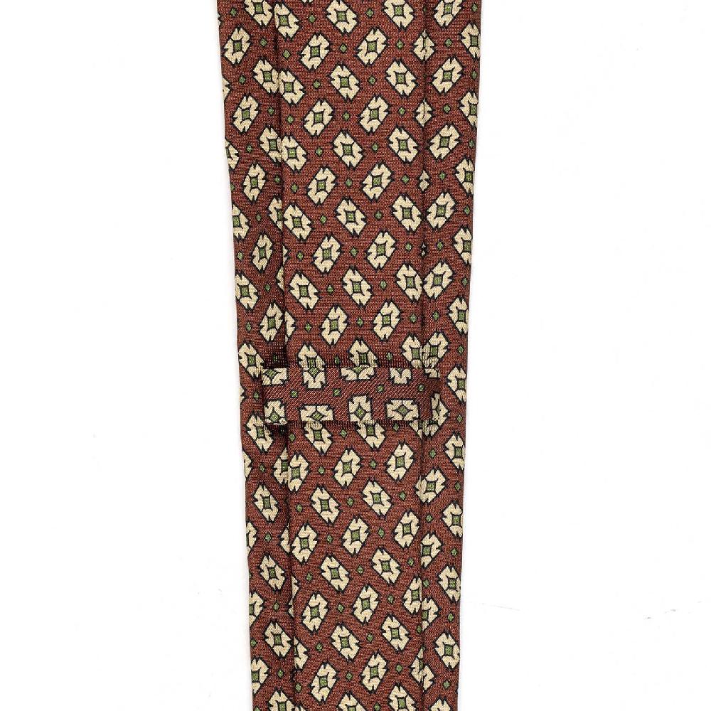 Rubinacci Cravatta In Twill Di Seta Con Stampa Geometrica Bordeaux