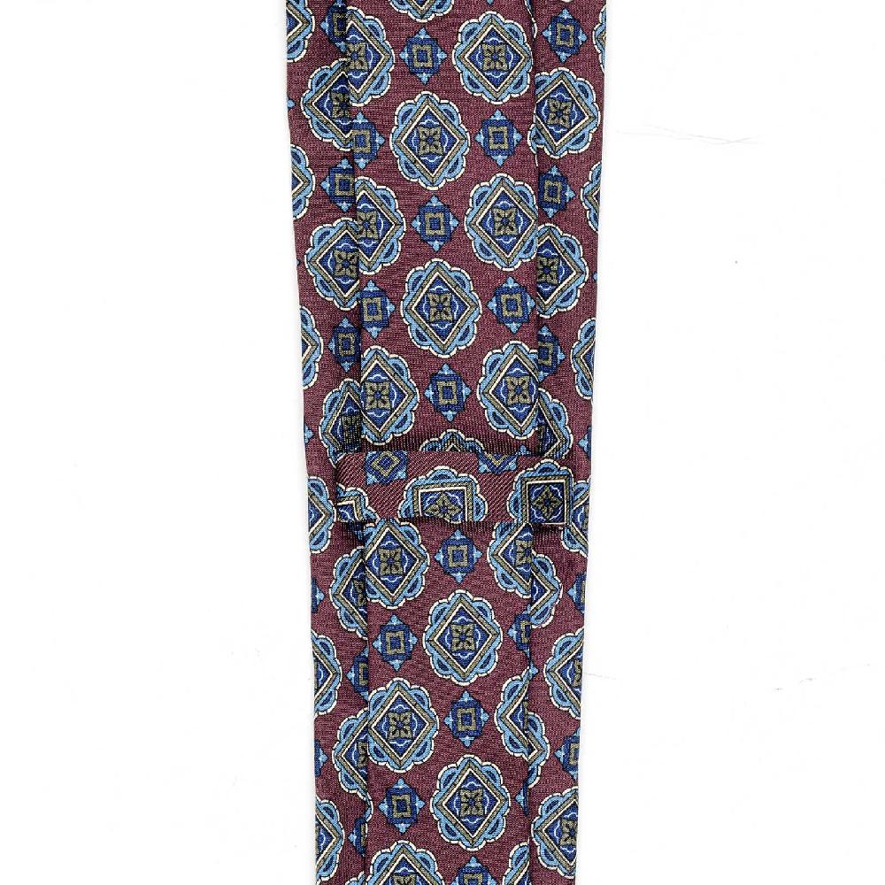 Rubinacci Cravatta In Twill Di Seta Con Stampa Geometrica Bordeaux