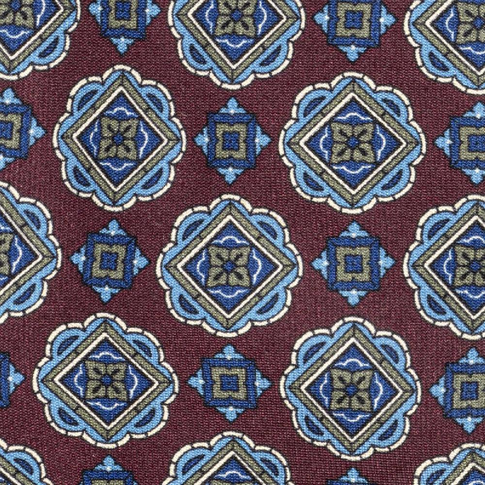 Rubinacci Cravatta In Twill Di Seta Con Stampa Geometrica Bordeaux