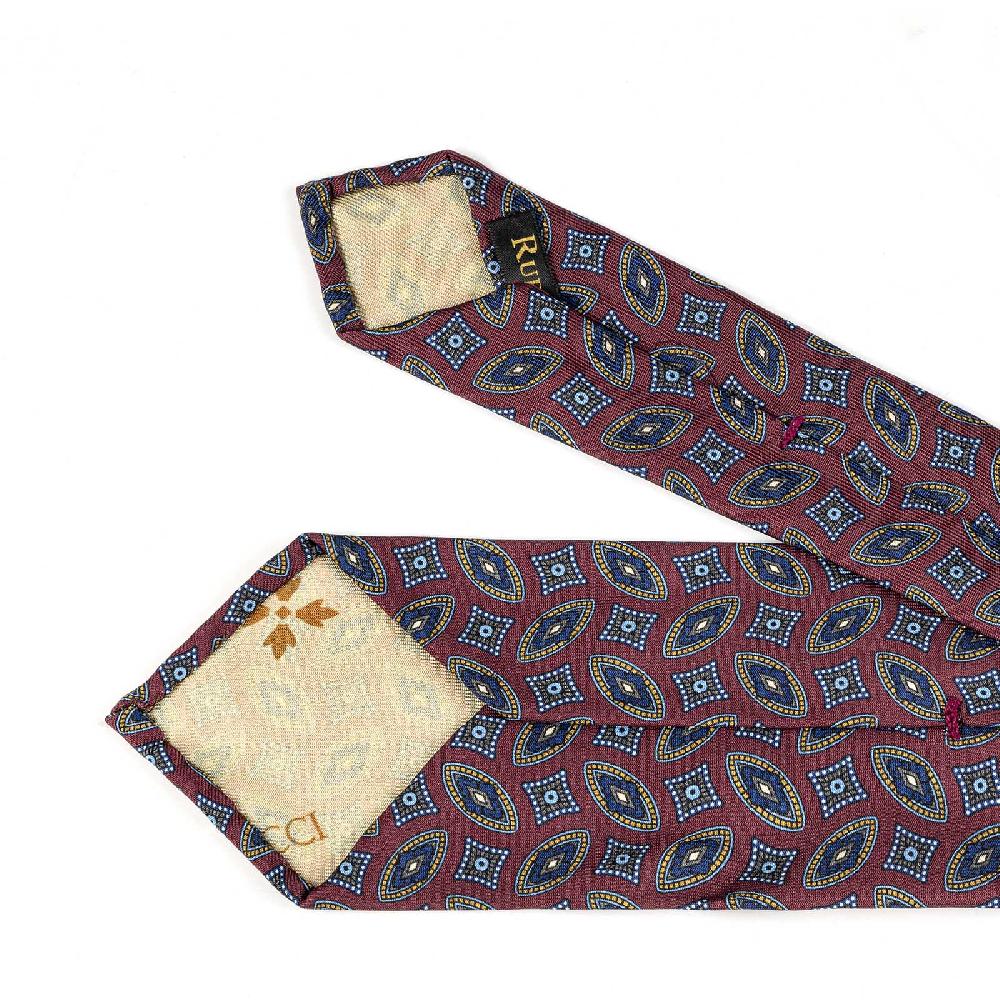 Rubinacci Cravatta In Twill Di Seta Con Stampa Geometrica Bordeaux
