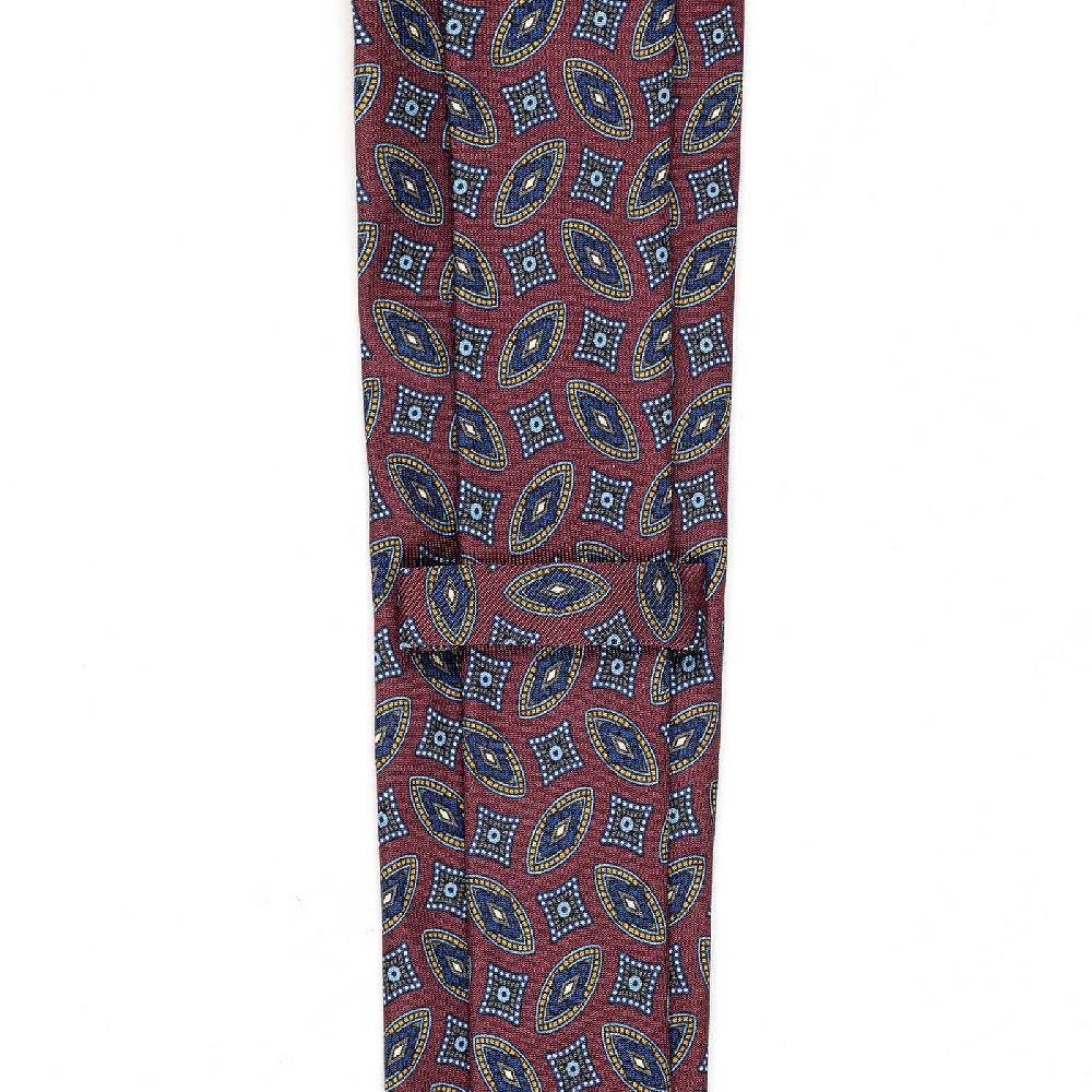 Rubinacci Cravatta In Twill Di Seta Con Stampa Geometrica Bordeaux