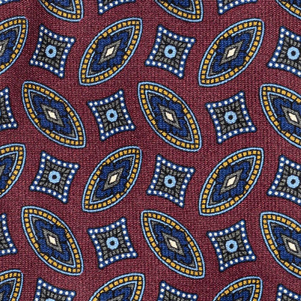 Rubinacci Cravatta In Twill Di Seta Con Stampa Geometrica Bordeaux