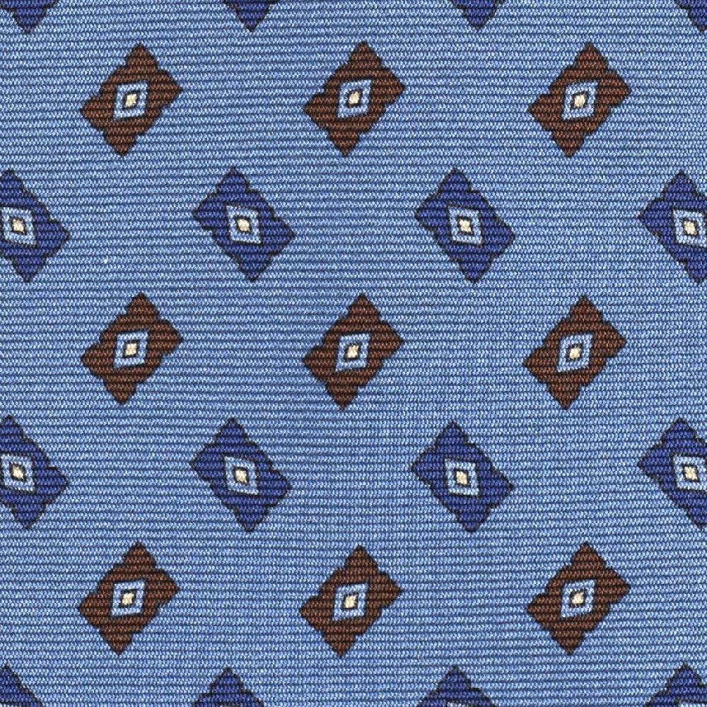 Rubinacci Cravatta In Twill Di Seta Con Stampa Geometrica Celeste