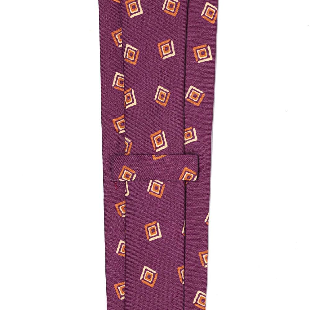 Rubinacci Cravatta In Twill Di Seta Con Stampa Geometrica Ciclamino