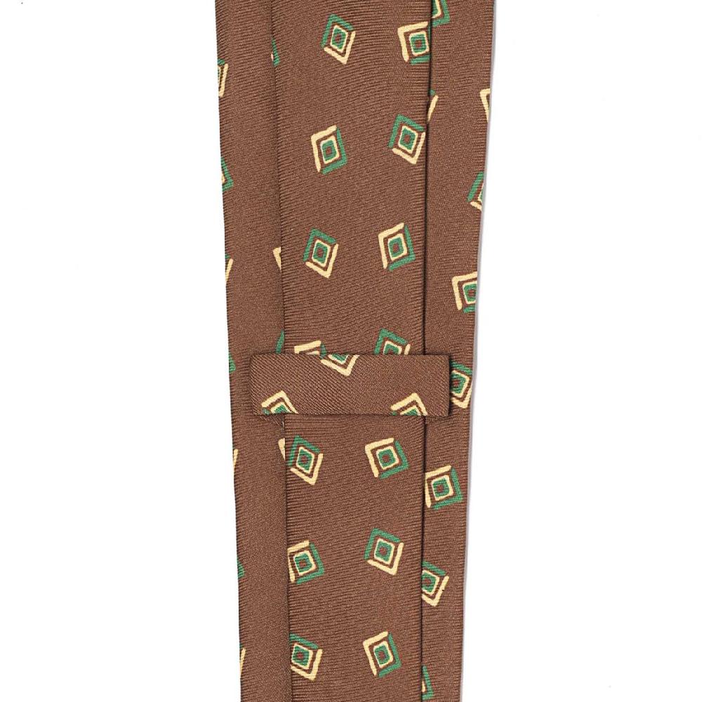 Rubinacci Cravatta In Twill Di Seta Con Stampa Geometrica Marrone