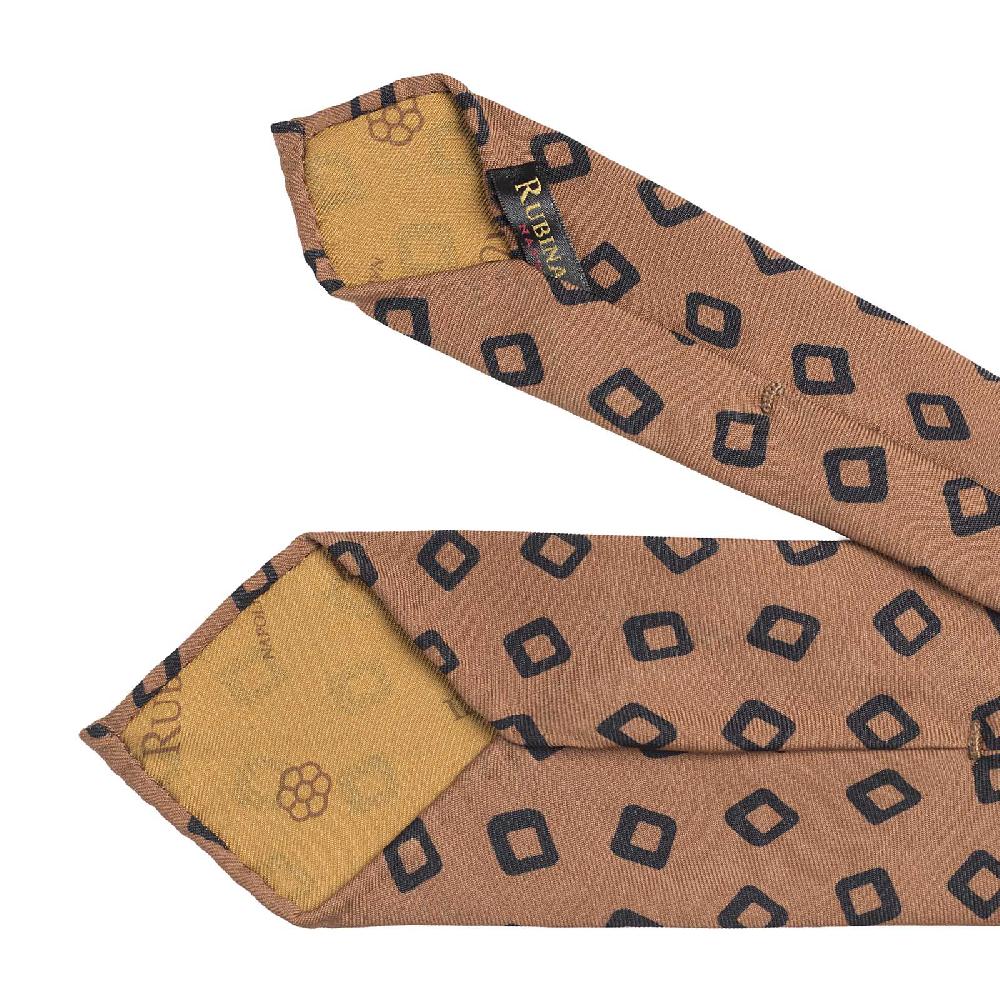Rubinacci Cravatta In Twill Di Seta Con Stampa Geometrica Marrone