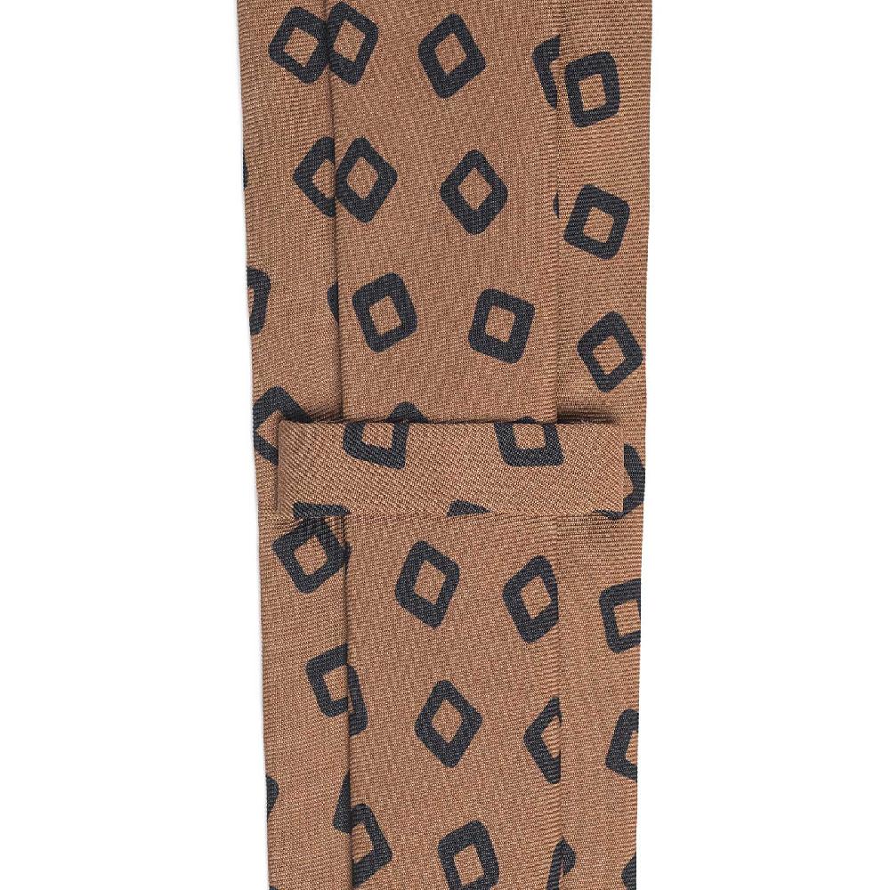 Rubinacci Cravatta In Twill Di Seta Con Stampa Geometrica Marrone
