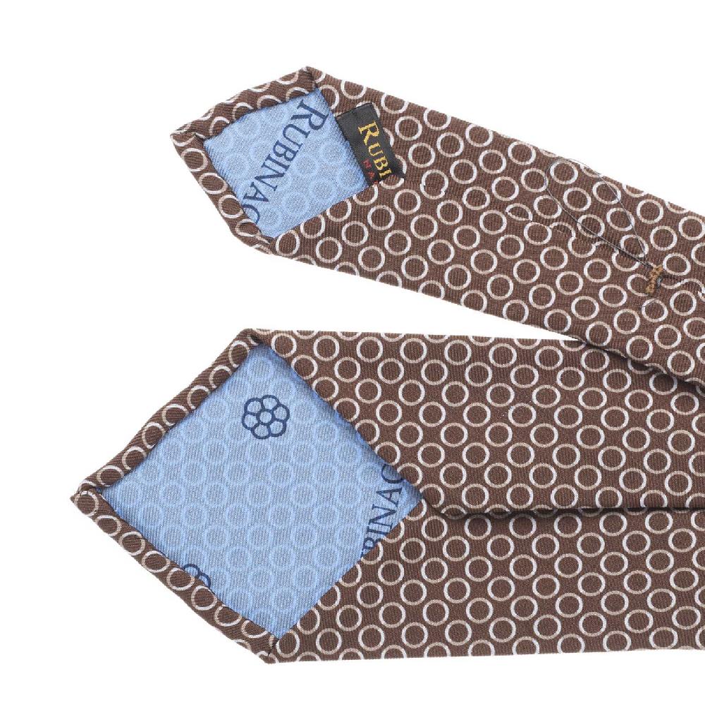 Rubinacci Cravatta In Twill Di Seta Con Stampa Geometrica Marrone