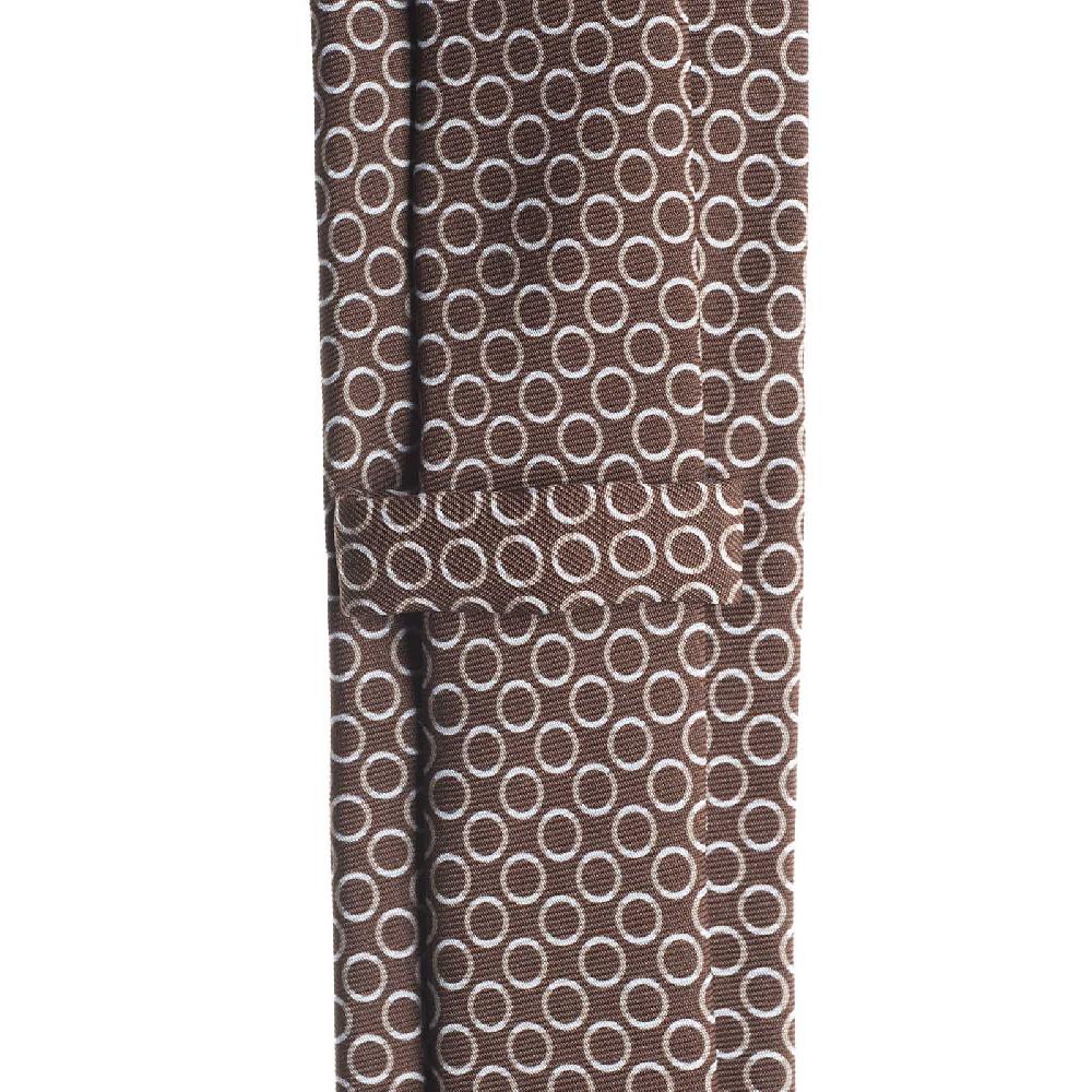 Rubinacci Cravatta In Twill Di Seta Con Stampa Geometrica Marrone