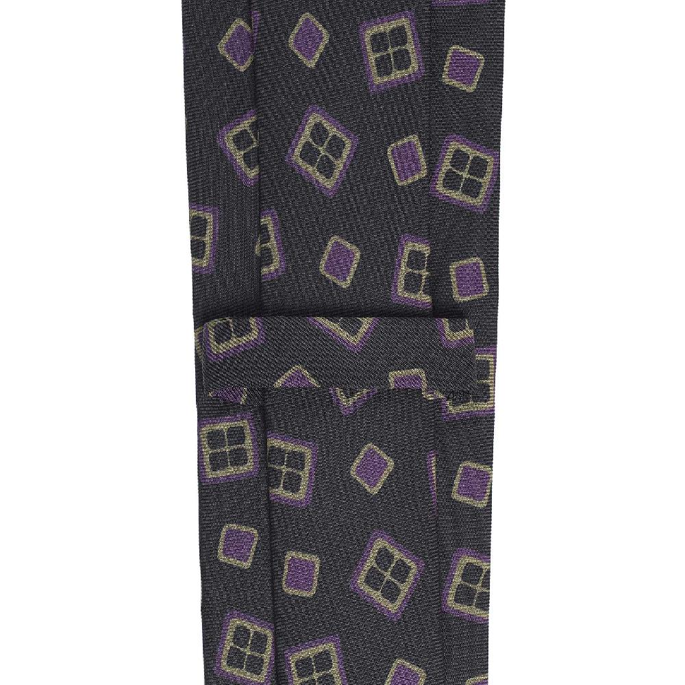 Rubinacci Cravatta In Twill Di Seta Con Stampa Geometrica Nera