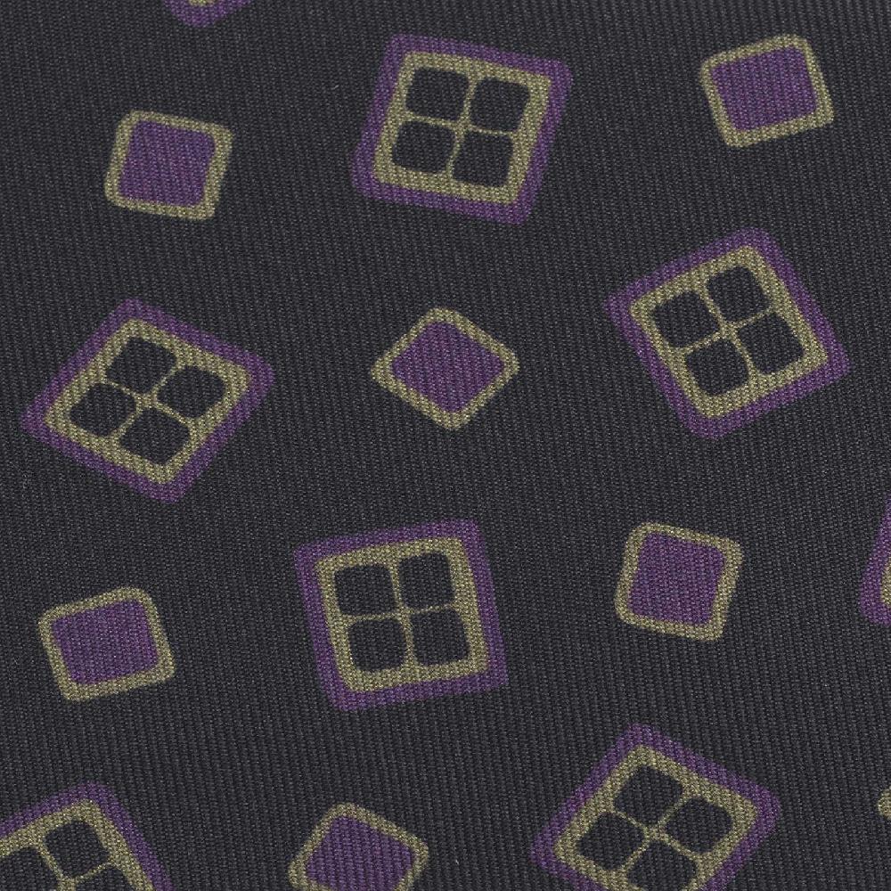 Rubinacci Cravatta In Twill Di Seta Con Stampa Geometrica Nera