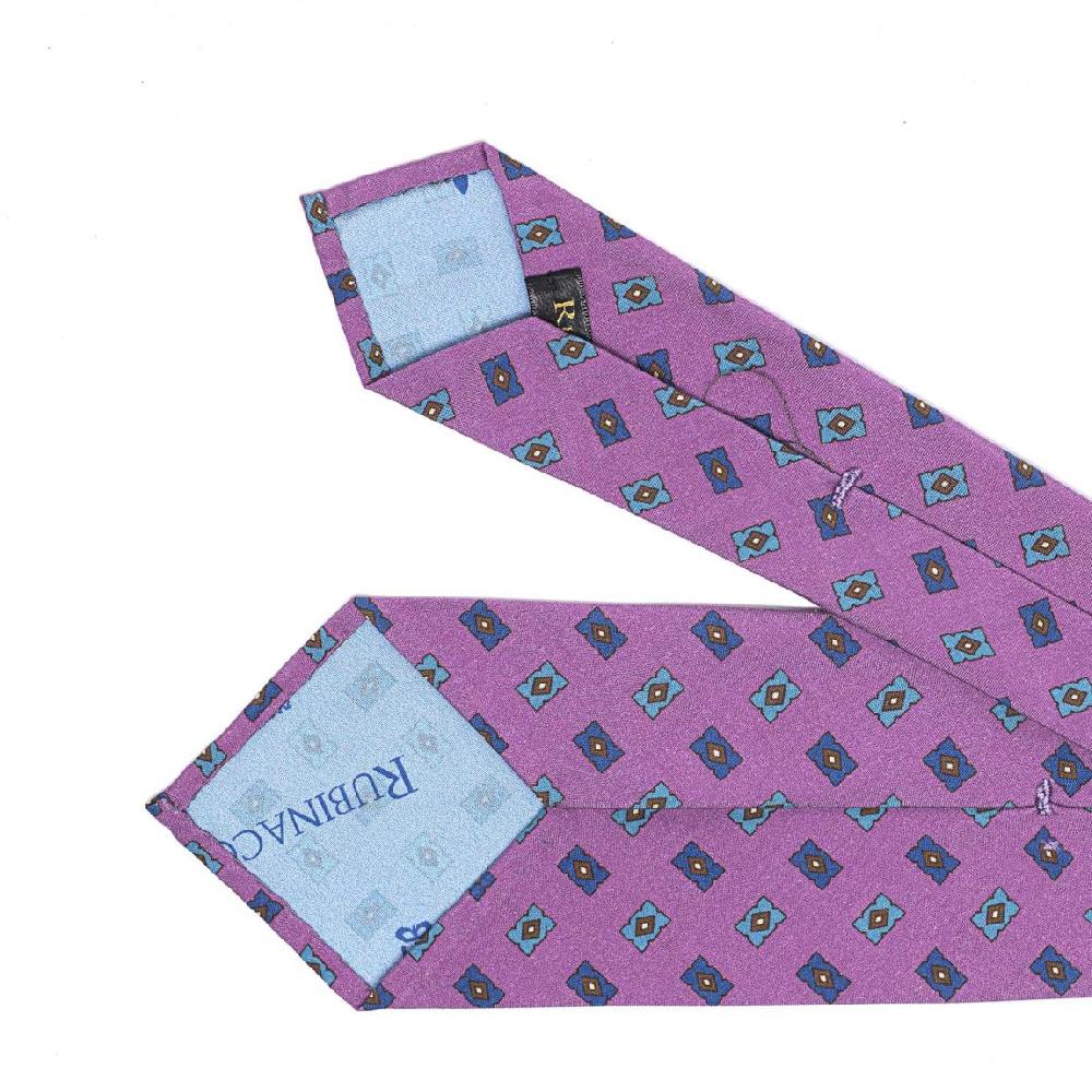 Rubinacci Cravatta In Twill Di Seta Con Stampa Geometrica Rosa