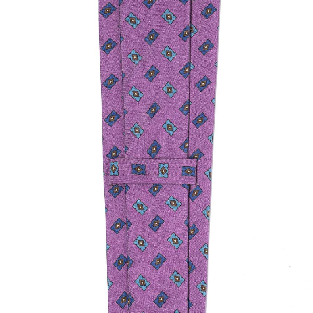 Rubinacci Cravatta In Twill Di Seta Con Stampa Geometrica Rosa