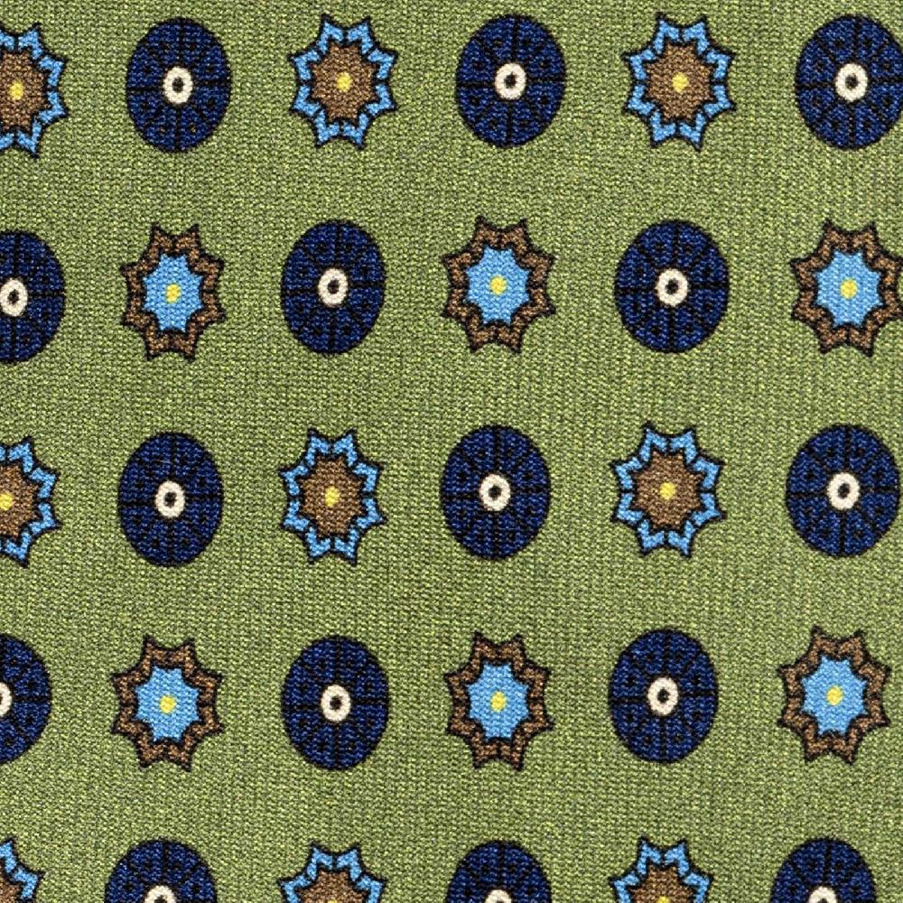 Rubinacci Cravatta In Twill Di Seta Con Stampa Geometrica Verde