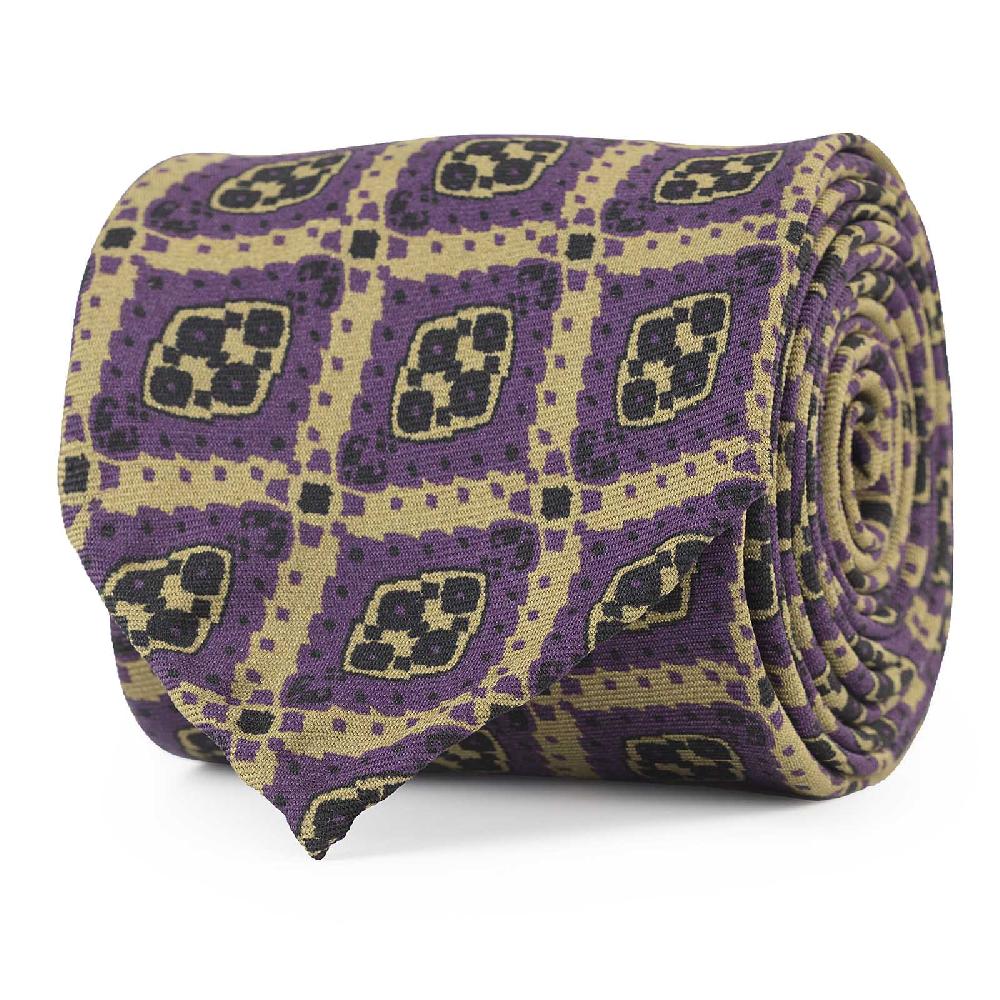 Rubinacci Cravatta in twill di seta con stampa geometrica viola