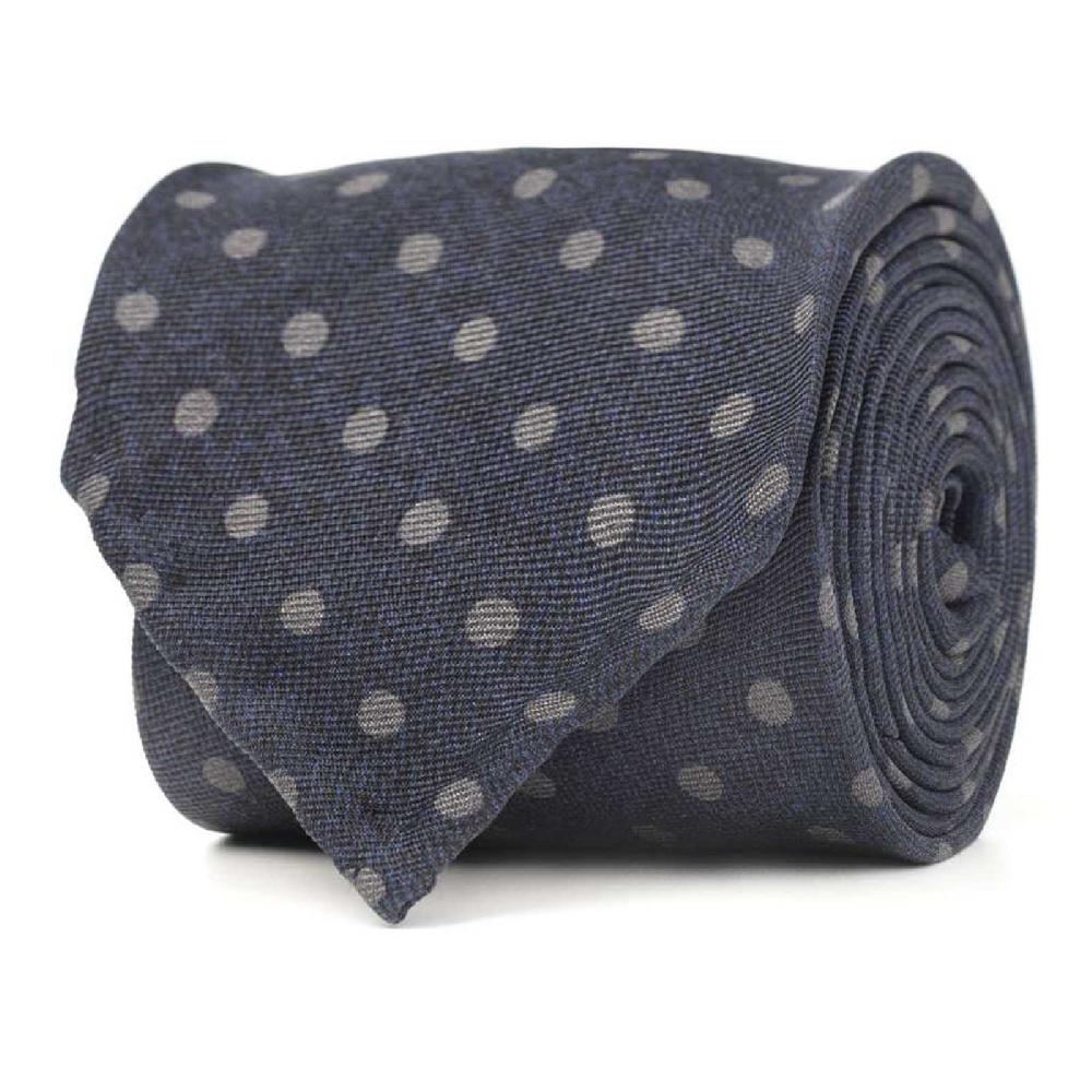 Rubinacci Cravatta in twill di seta con stampa pois blu elettrico