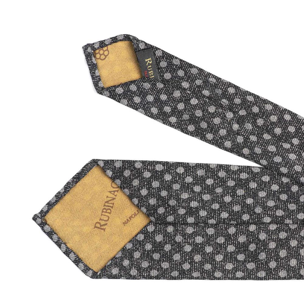 Rubinacci Cravatta In Twill Di Seta Con Stampa Pois Grigio