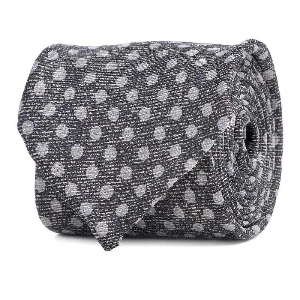 Rubinacci Cravatta in twill di seta con stampa pois grigio