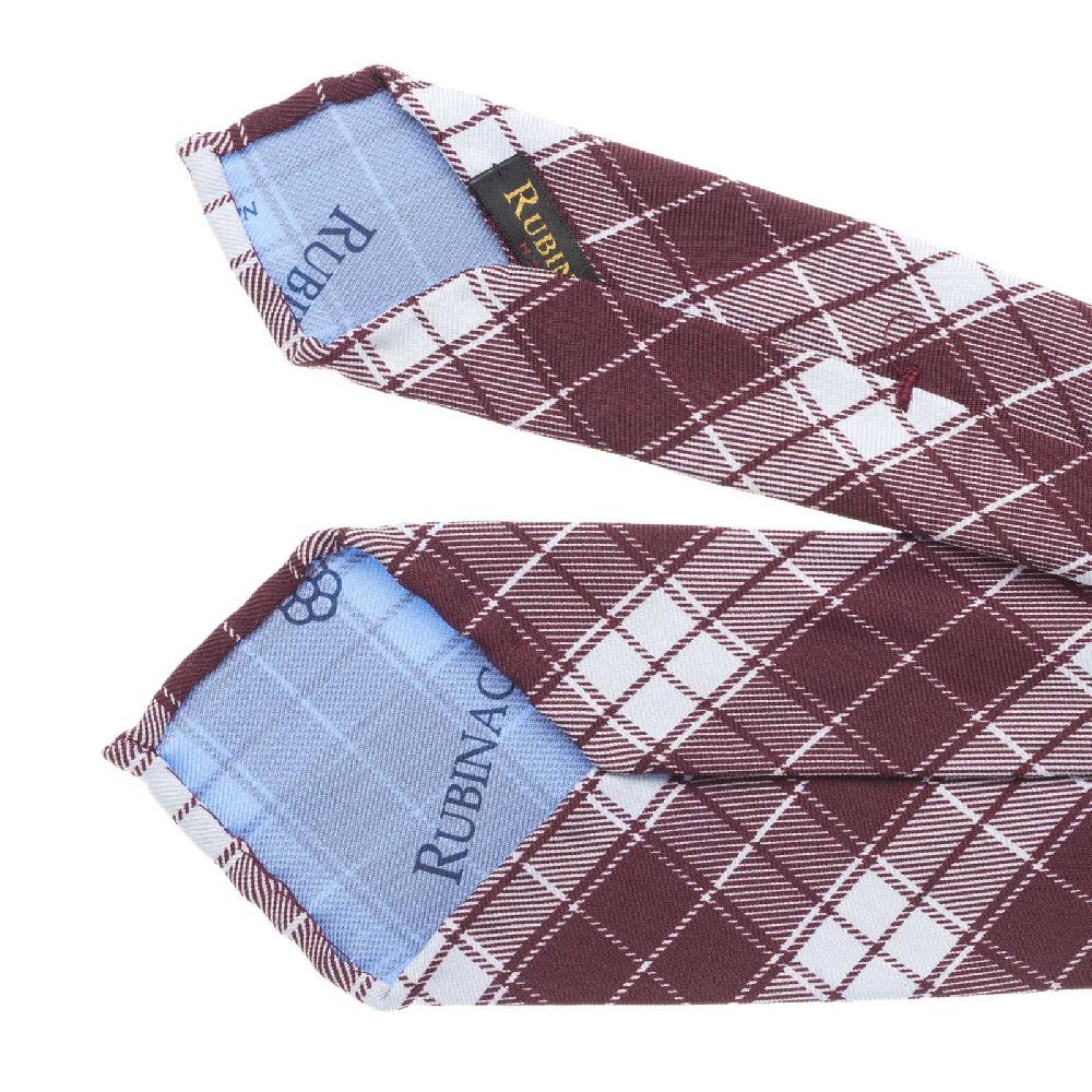 Rubinacci Cravatta In Twill Di Seta Con Stampa Quadri Marrone