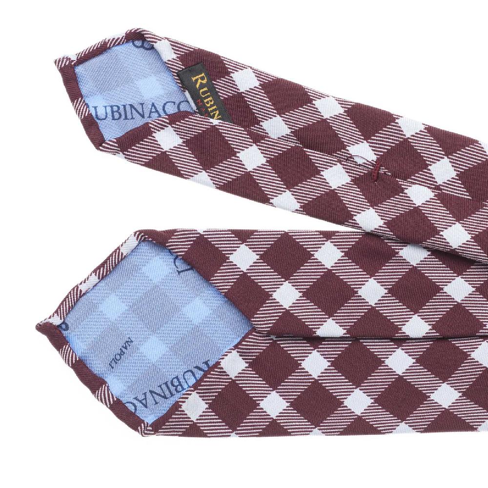Rubinacci Cravatta In Twill Di Seta Con Stampa Quadri Marrone