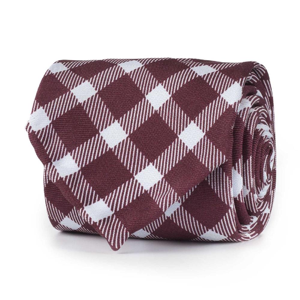 Rubinacci Cravatta in twill di seta con stampa quadri marrone