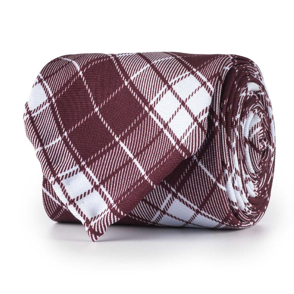 Rubinacci Cravatta in twill di seta con stampa quadri marrone