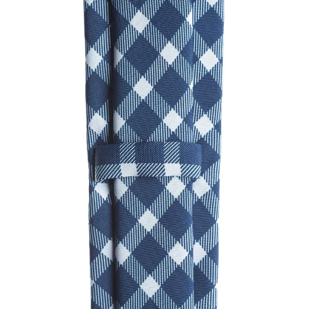 Rubinacci Cravatta In Twill Di Seta Con Stampa Quadri Petrolio