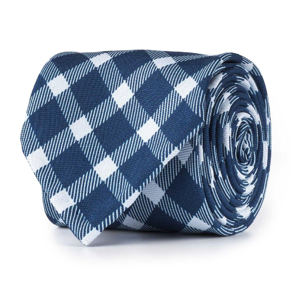 Rubinacci Cravatta in twill di seta con stampa quadri petrolio