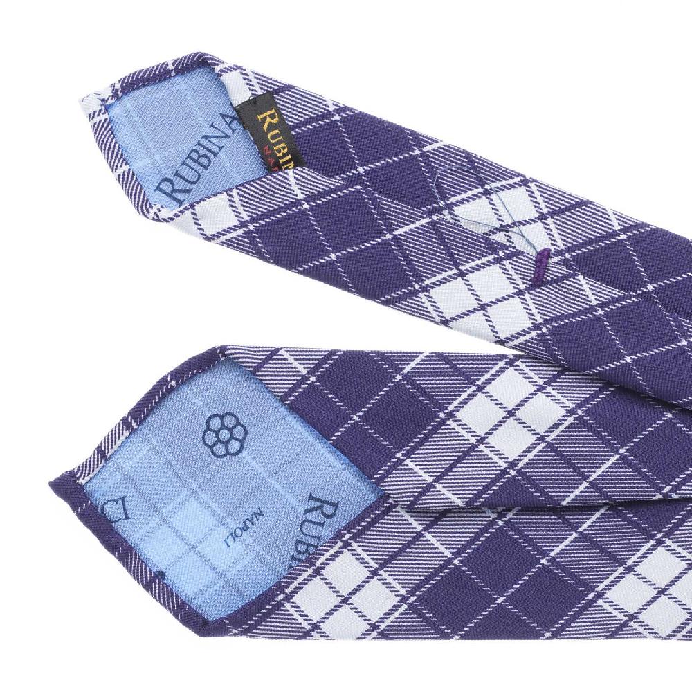 Rubinacci Cravatta In Twill Di Seta Con Stampa Quadro Viola
