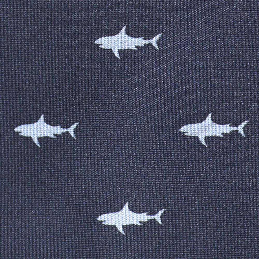 Rubinacci Cravatta In Twill Di Seta Con Stampa Squalo Azzurro