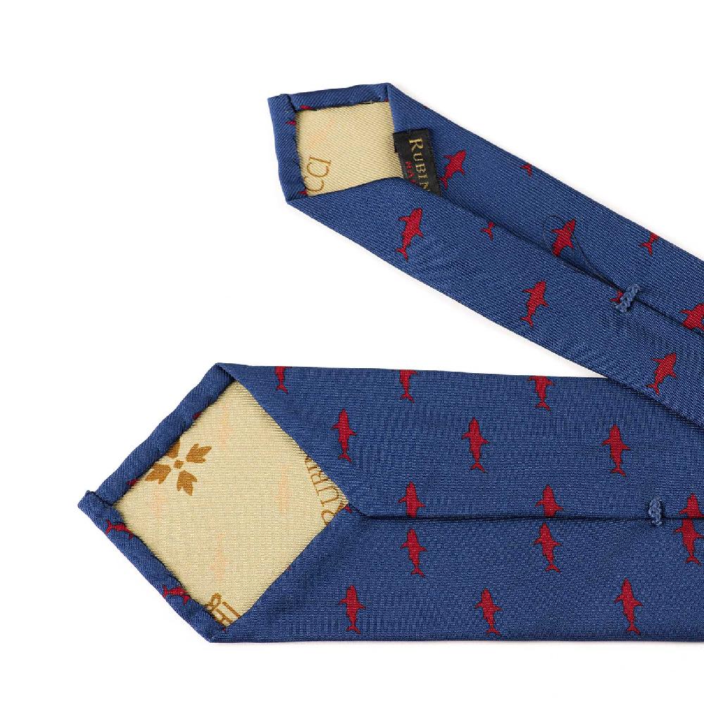Rubinacci Cravatta In Twill Di Seta Con Stampa Squalo Rosso