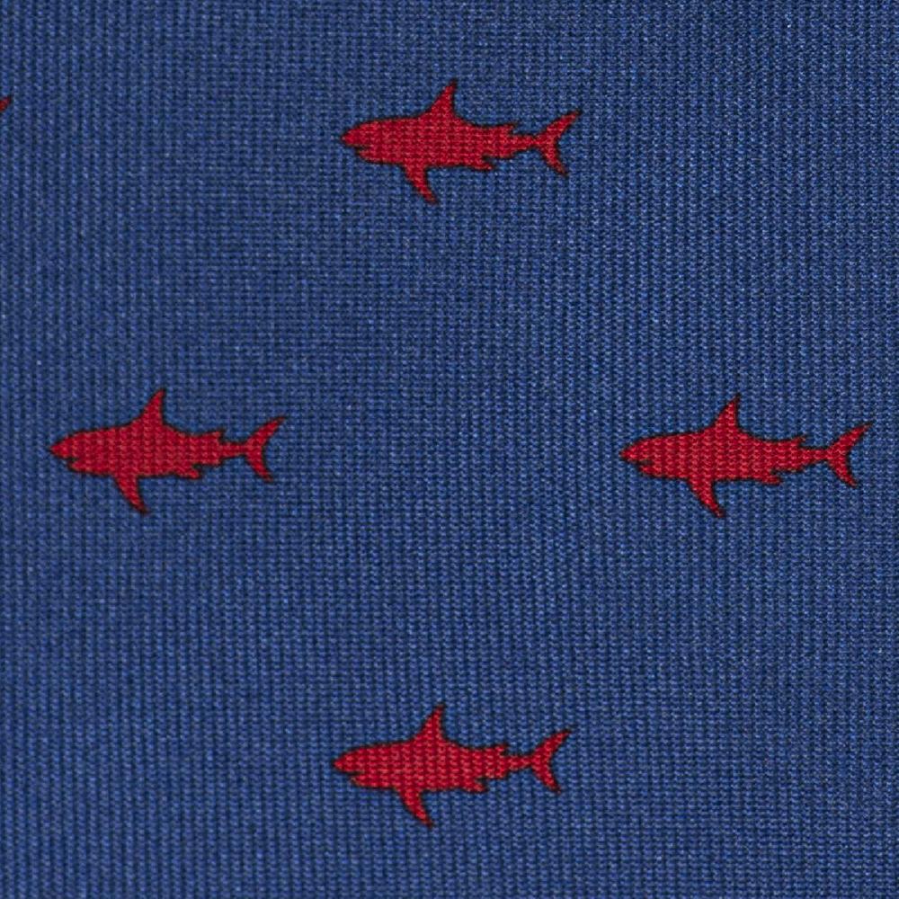 Rubinacci Cravatta In Twill Di Seta Con Stampa Squalo Rosso