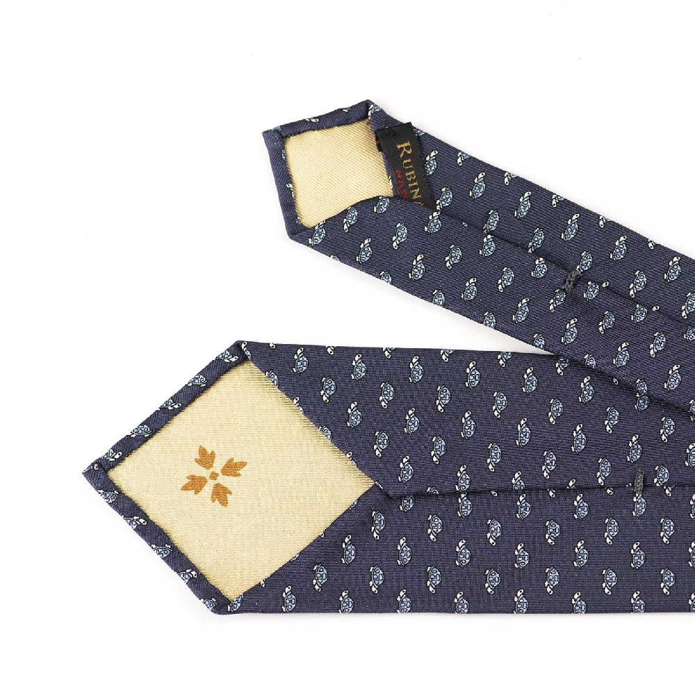 Rubinacci Cravatta In Twill Di Seta Con Stampa Tartaruga Azzurra