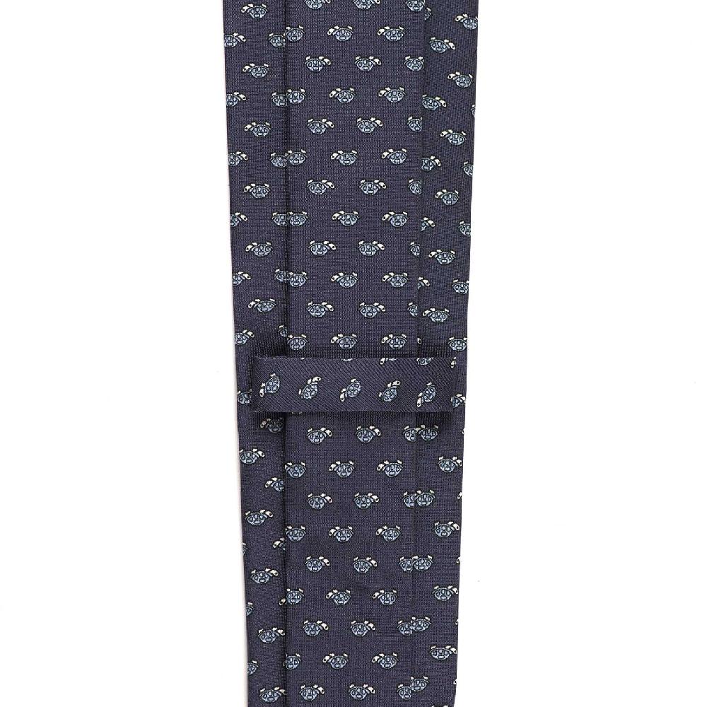 Rubinacci Cravatta In Twill Di Seta Con Stampa Tartaruga Azzurra